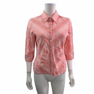 Dina K 3/4 Sleeve Button Down Striped Shirt